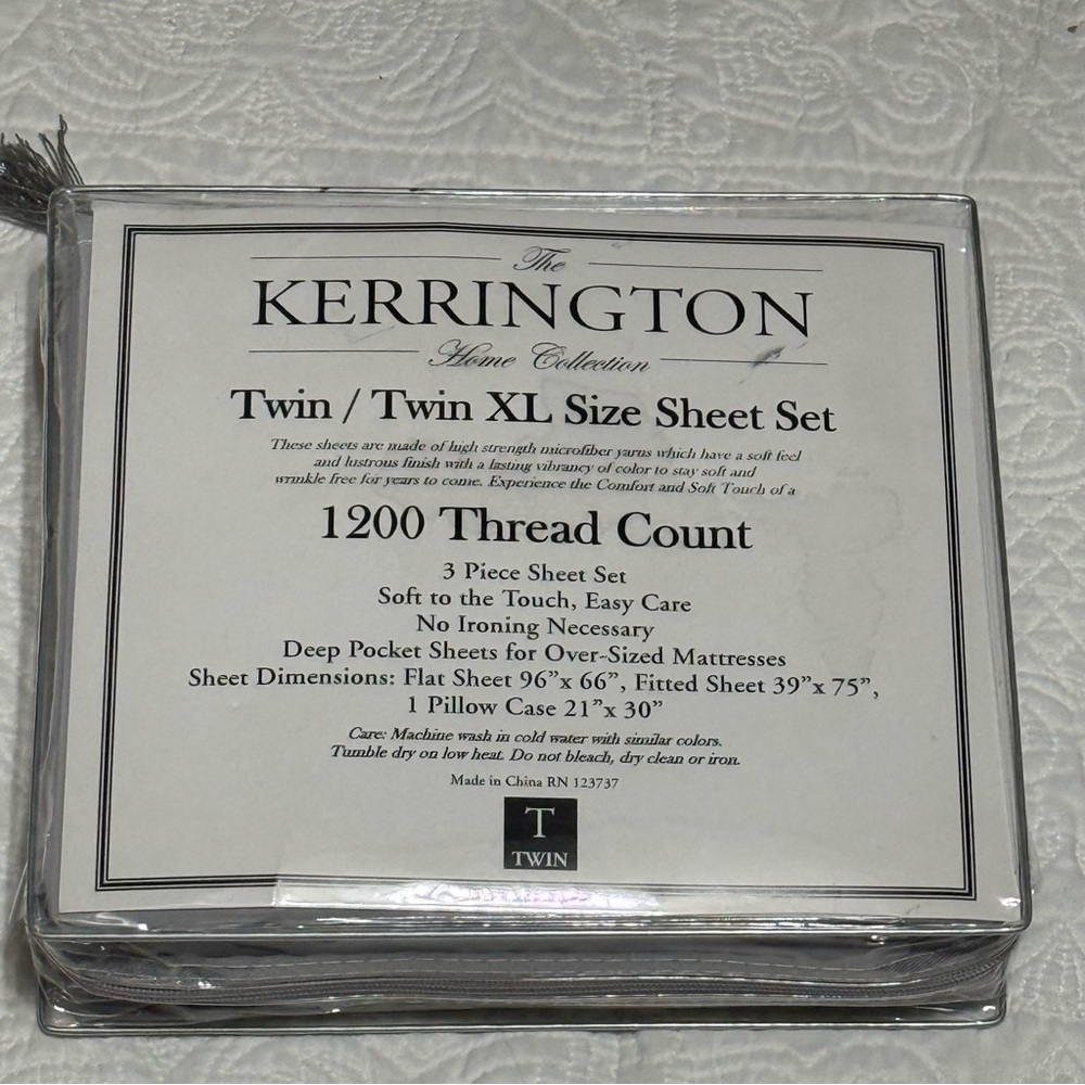 Kerrington Microfiber Gray 3 piece Sheet Set XL Twin NEW